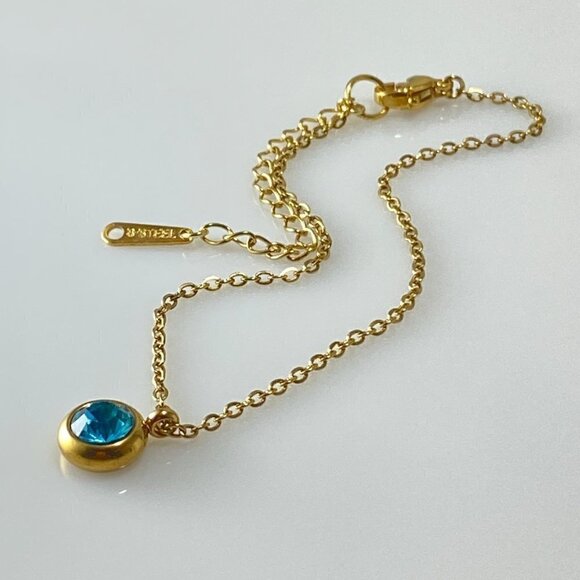 Birthstone Drop Cable Chain Link Bracelet Stainless Steel - Picture 2 of 8